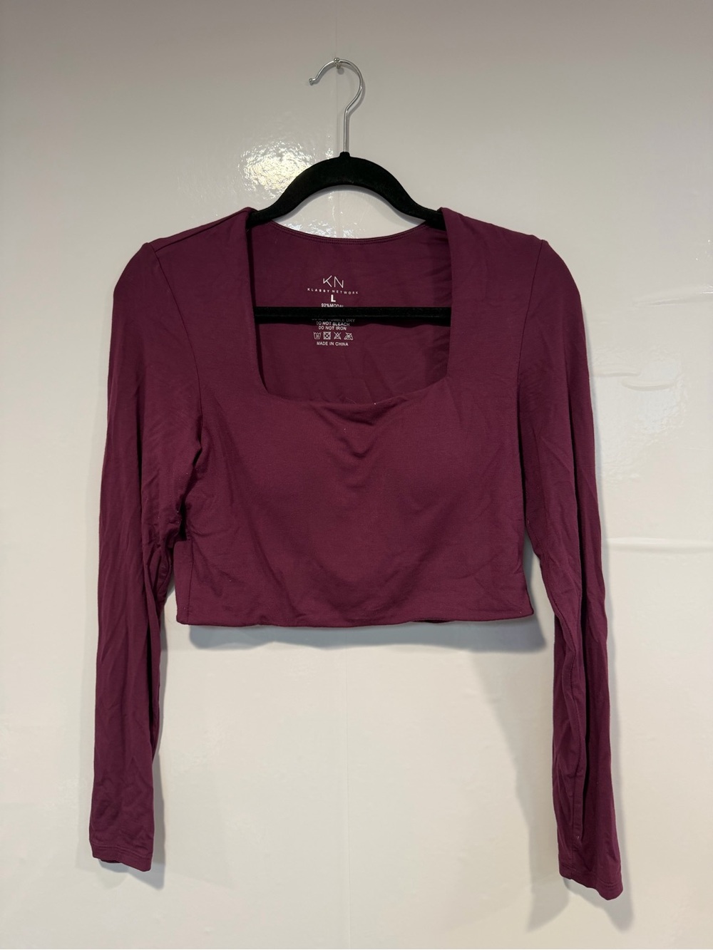 Purple square neck long sleeve Klassy Network crop top